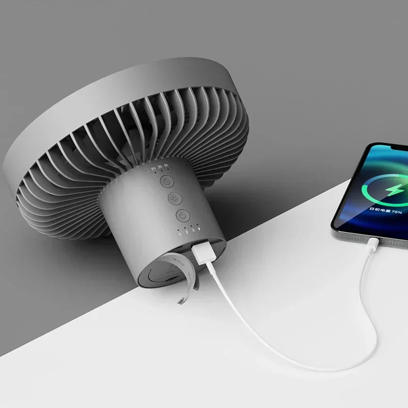 10000mAh Portable Fan Home Outdoor Camping Fan LED Lighting Tripod Stand Desktop with Power Bank Wireless Ceiling Electric Fan