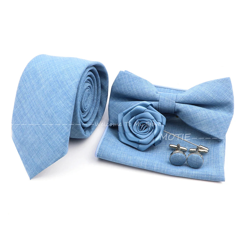 Neues Design 27-farbiger Männer-Accessories-Set: Klassische Baumwoll-Taschentuch, Manschettenknöpfe, Fliege für Hochzeit, Party, Geschenke