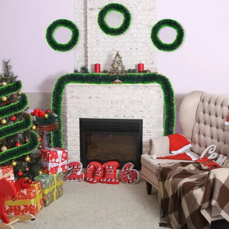 Weihnachten Lametta Girlande Bänder Ornamente Weihnachtsbaum hängen hängende Band Indoor Treppe Kamin Fenster Dekoration Kranz