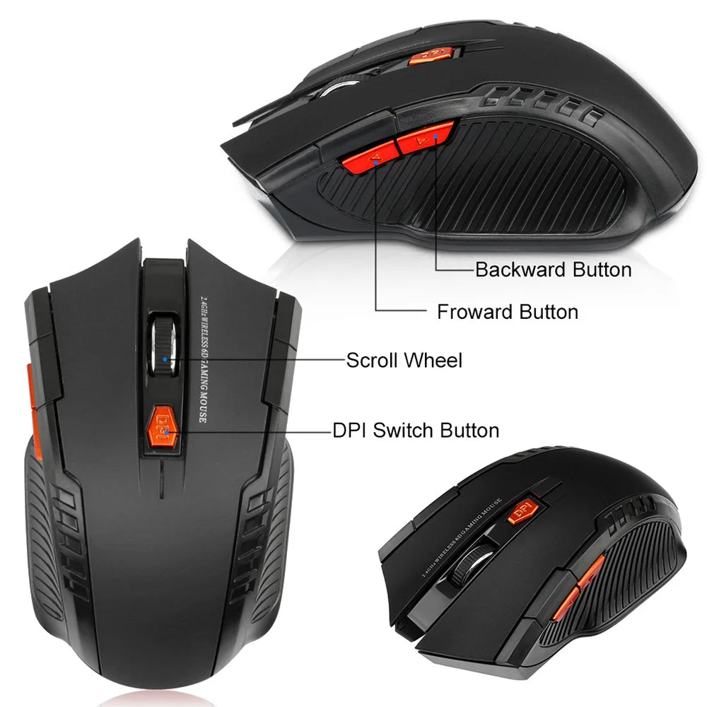 2.4G Wireless Maus USB-Empfänger 6 Tasten Professionelle Optische Wireless Maus USB Rechts Scroll-Maus für Laptop PC Gamer