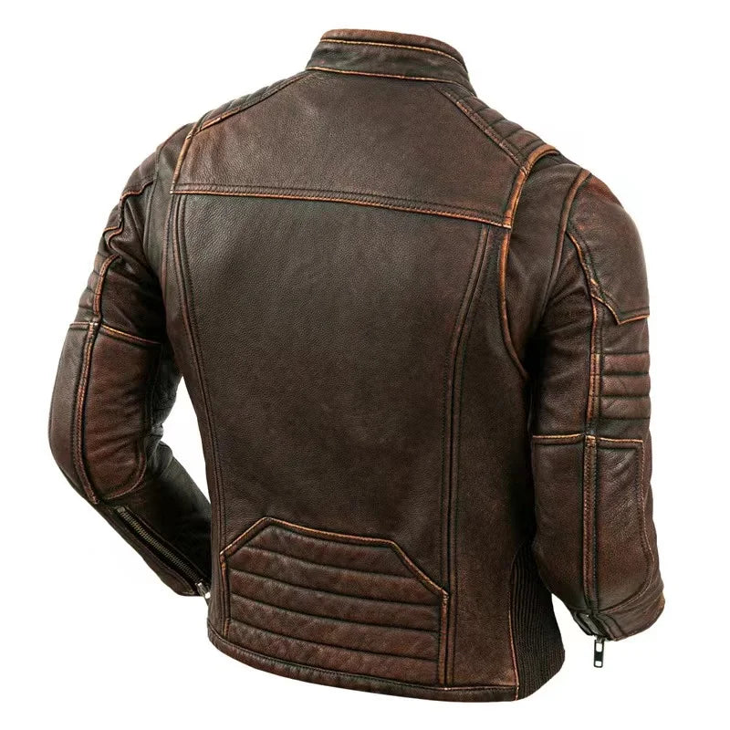 BikerX Milano Lederjacke Vintage Biker - Rindsleder L