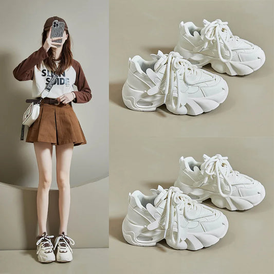 Shijunyi Dicke Sneaker Atmungsaktiv - Plateau 3cm Schnürung