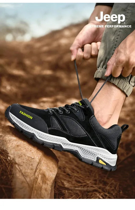 Men Sneakers Casual Breathable Hiking Walking Shoes Man Outdoor Fashion Leather Anti-slip Climbing Trekking Sneakers Footwears