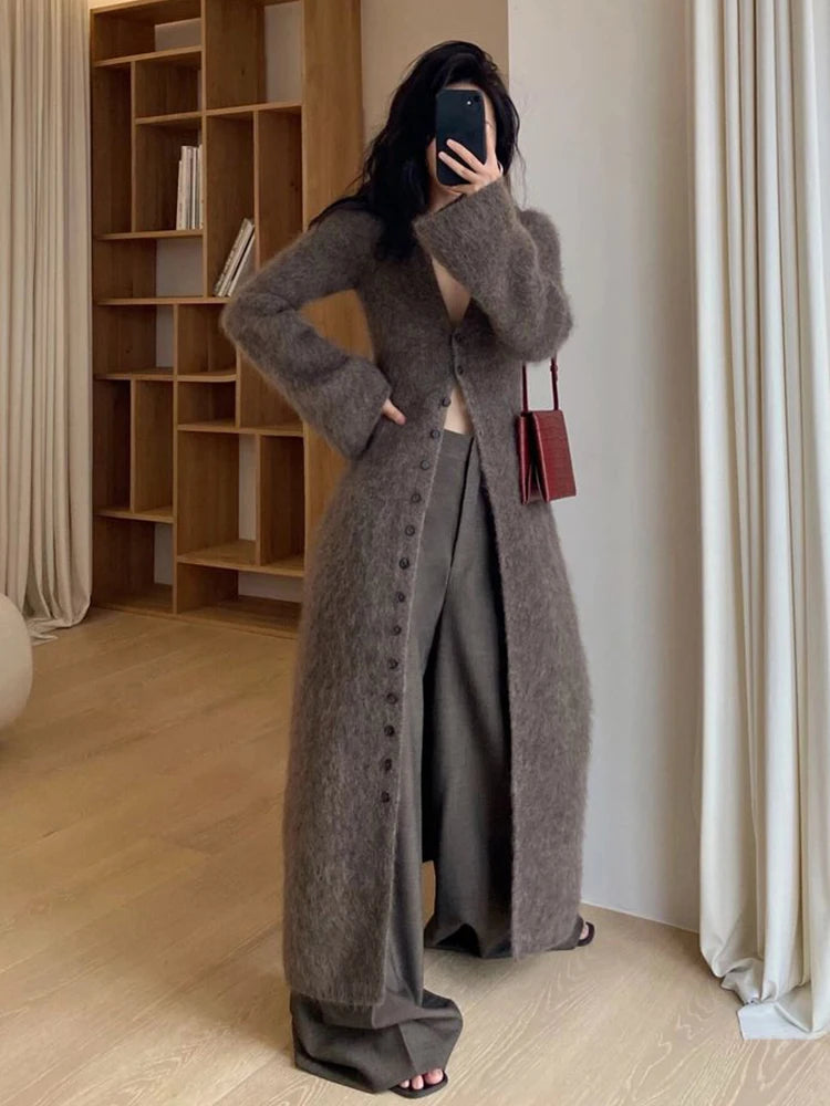 KBATCN V-Neck Lange Locker Cardigan - Länge 26 Zoll, Gewicht 120 bis 220 g pro Quadratmeter, Passform Regular