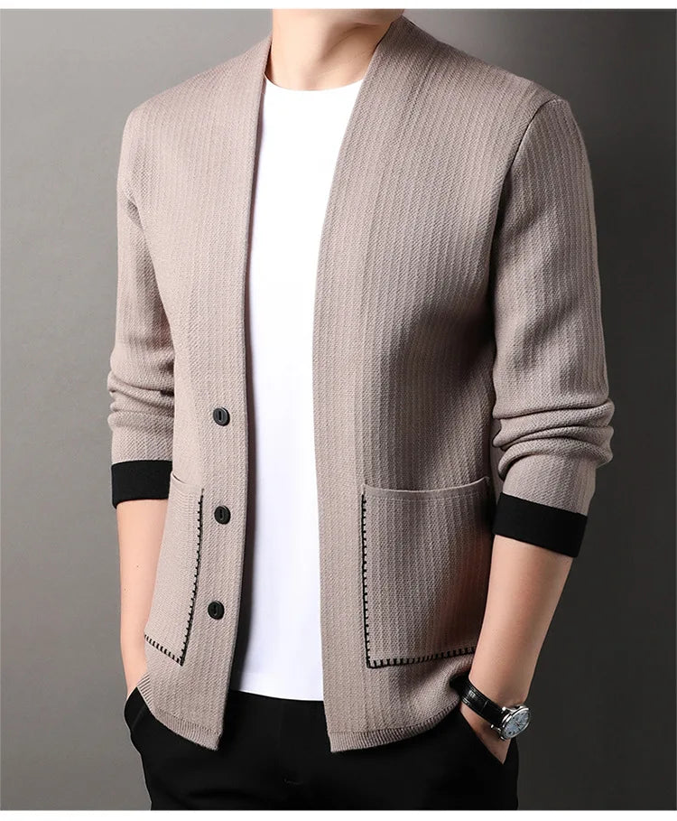 CN Cardigan Einfarbig - V-Ausschnitt, Polyester, Einreihiger Verschluss