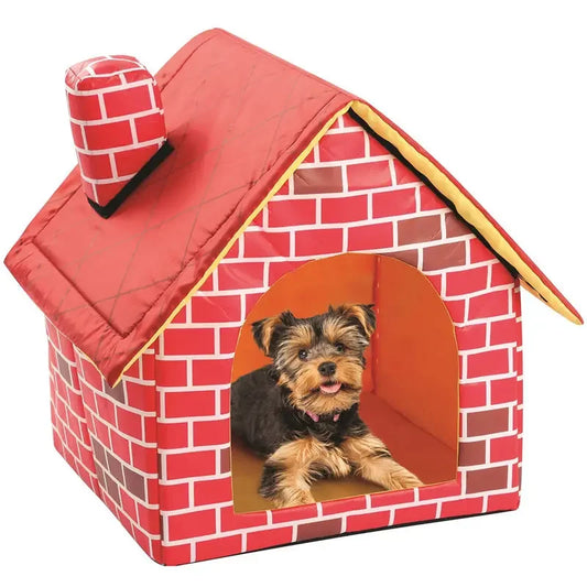 Katze Welpe Home Tragbar 2025 - Rote Ziegel Haustier Hunde Haus - Warm Gemütlich Katzen Bett Hunde Zwinger Abnehmbar Travel House