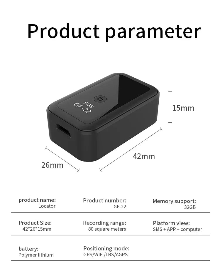 GPS-Tracker 2025: GF-22 Car Tracker Device Strong Magnetic - Automatic Alarm Motorcycle Car Mini GPS Trackers Voice Control Anti-Lost Device Locator Collection