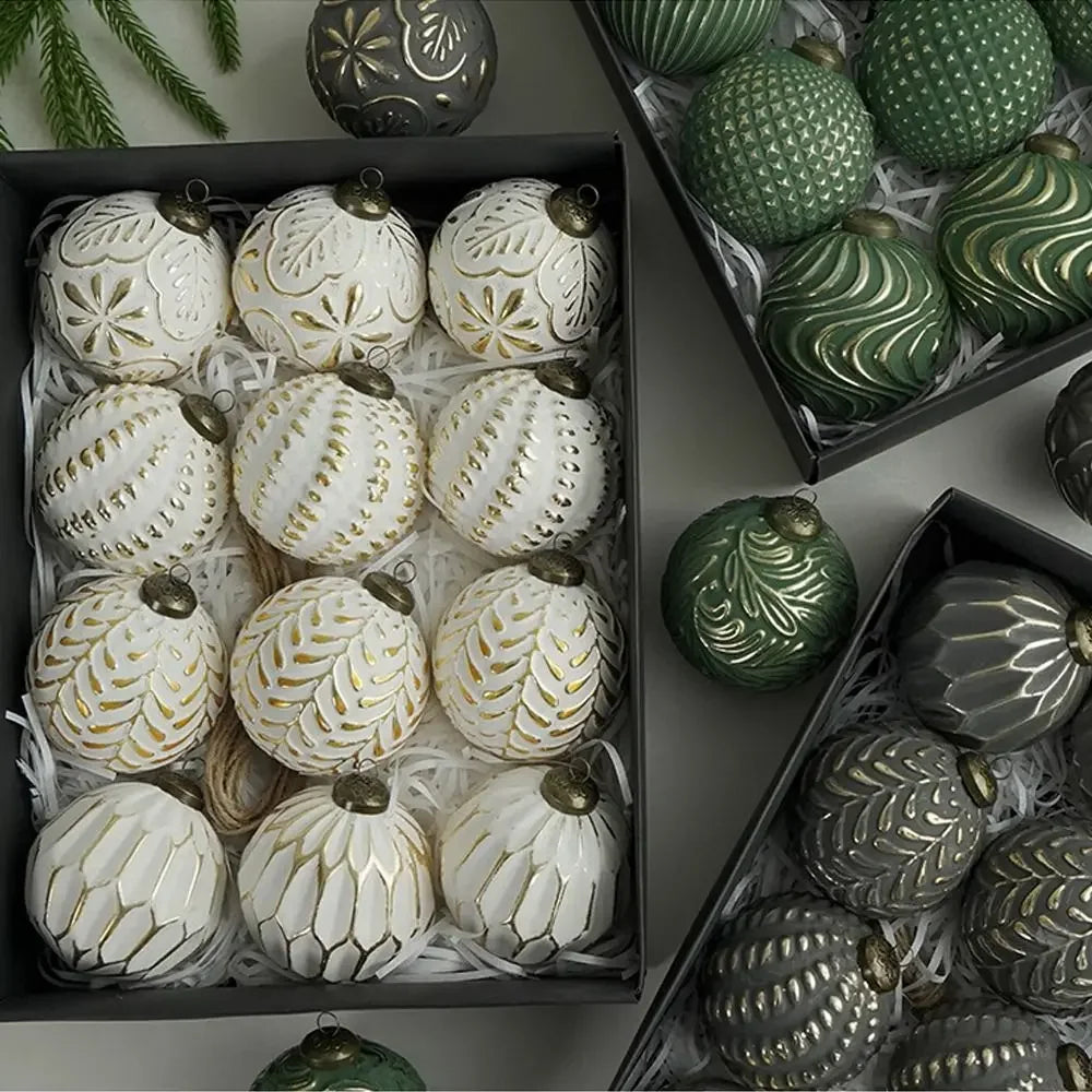 KugelKunst Retro 8cm Bruchfest - 12 Stück Ø8 cm Wiederverwendbar