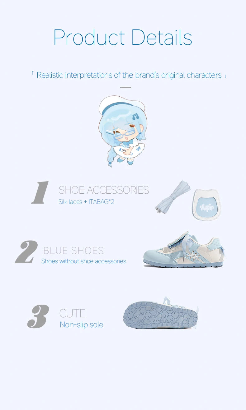 Damen Blaue Schuhe 2025 - Schleife Comic Stil Sneakers - 1cm Flache Schuhe Süße Casual Lolita Stil
