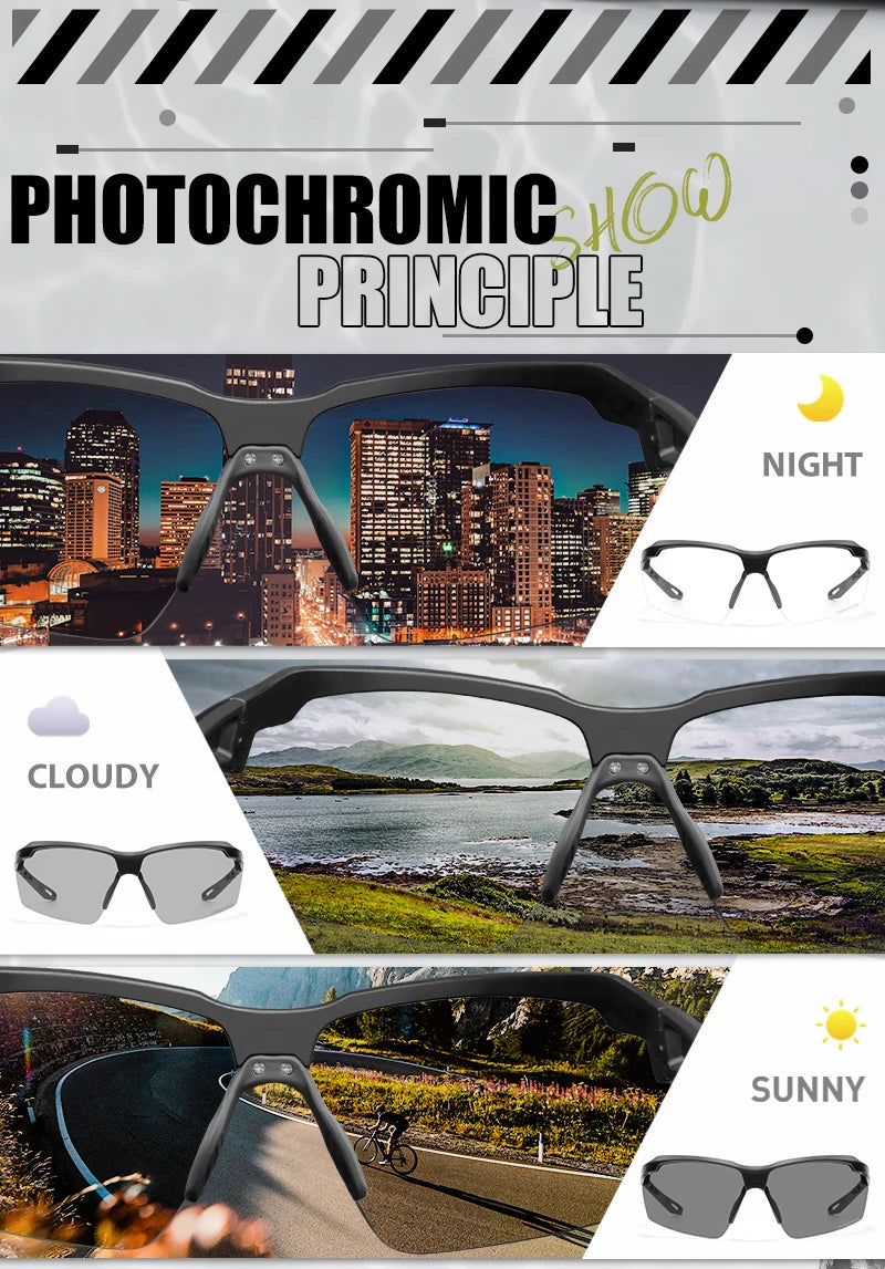 SCVCN Photochromic Cycling Glasses Men MTB Cycling Sunglasses Women Road Bike Eyewear UV400 Outdoor Sports Running Glasses