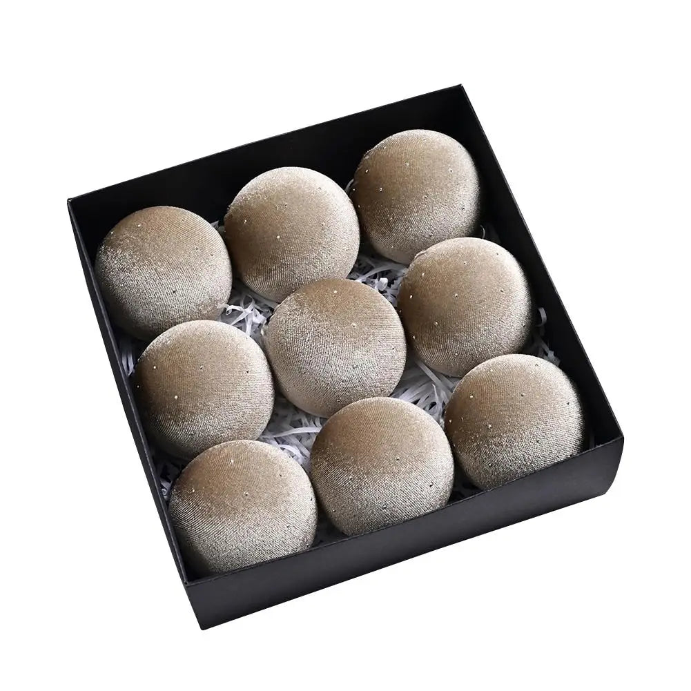 9Pcs Velvet Balls Flocked Grün - Durchmesser 80 mm, 9 Stück, Bruchsicher