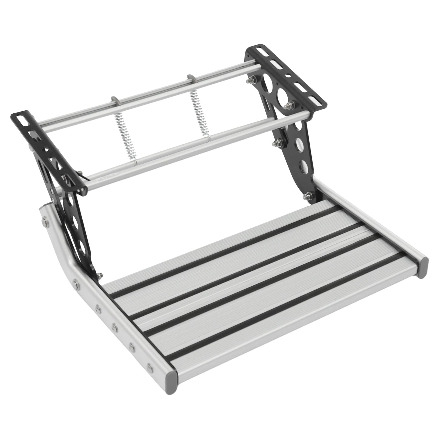 Bymaocar Manual Rv Step with 12v LED Light Aluminum Manual Folding Rv Step Rv Camper Step