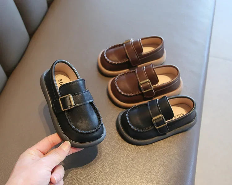 Jungen Casual Schuhe 2025 - Kleinkind Flache Loafer Slip-On - Frühling Herbst Runde Zehen Klassische Schnalle Hochzeit