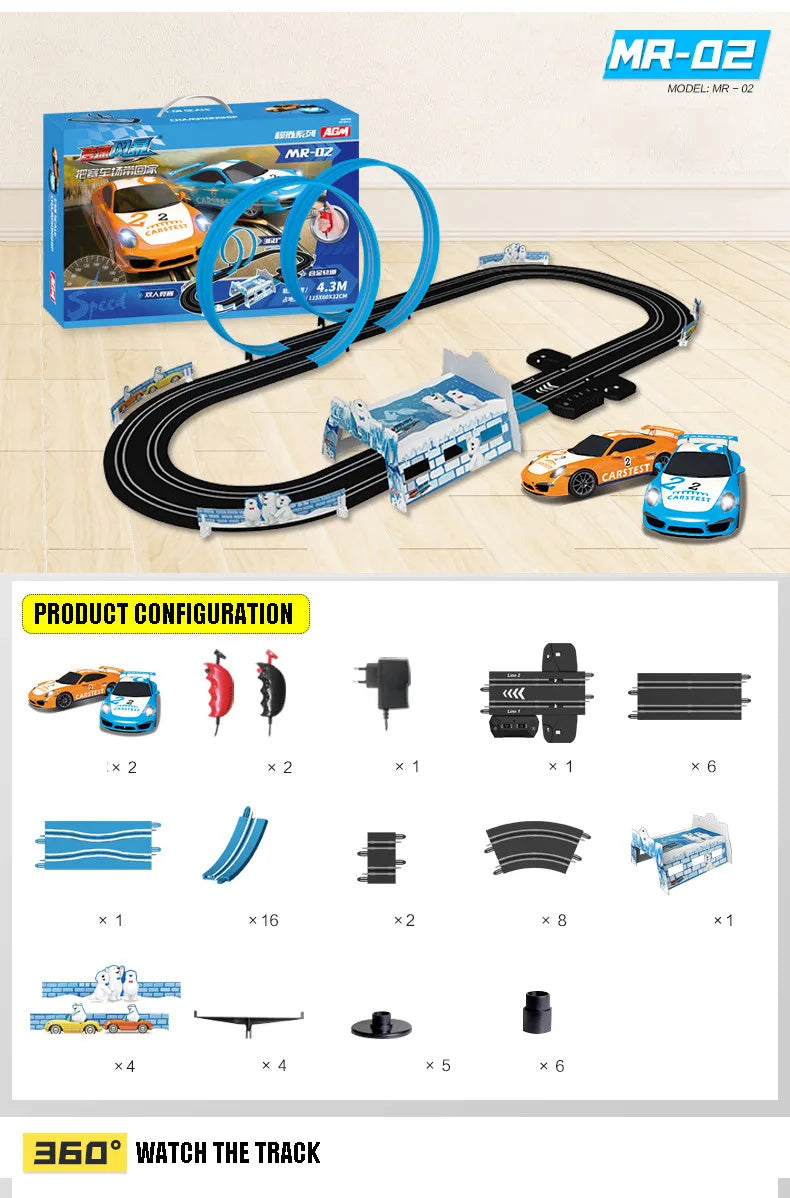 Railway Track Toy Set Racing Track Electric Double Remote Control Car Interactive Autorama Circuit Voiture Toy For Boy Children
