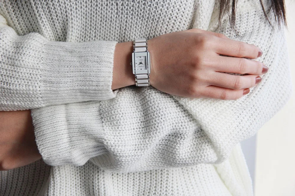 Luxury Brand CHENXI Elegant Women Watch Rhinestone White Silver Simple Stylish Ceramics Bracelet Quartz Casual Lady Wristwatch