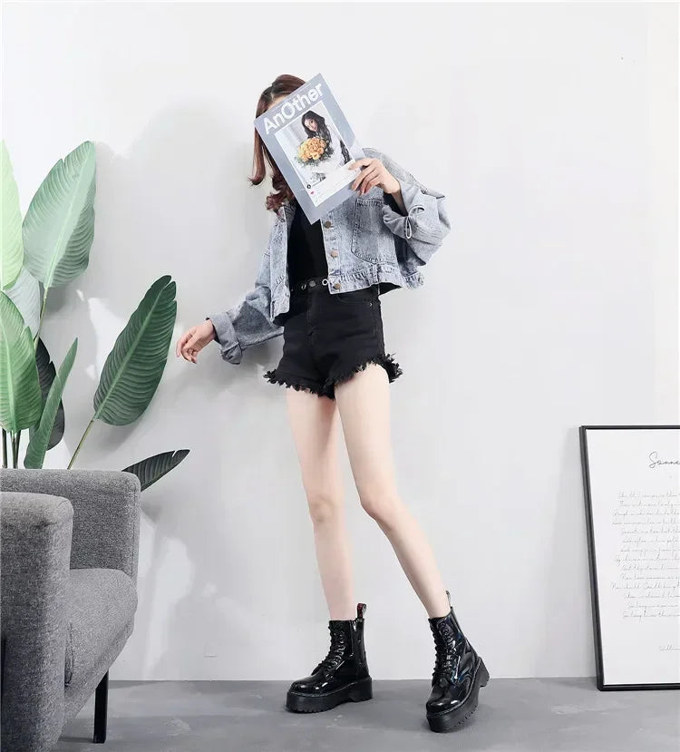 Ghete cu platformă din piele naturală CN Guangdong - Înălțimea tocului 3-5 cm, Platformă 2 cm, Mărimea EU 36-41