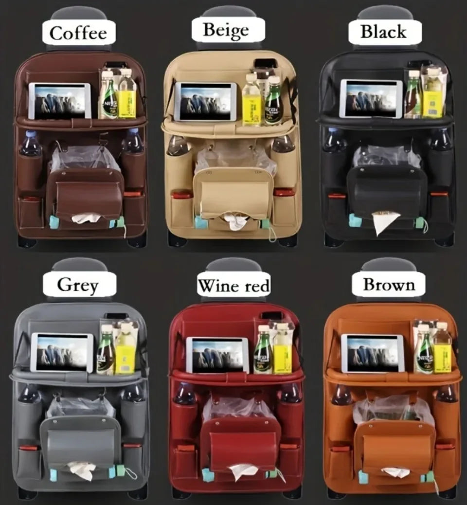 Seat Back Organizer Big Hanging Car Seat Storage Bag Garbage with Foldable Dining Tray Bin Capacity Multifunctional Trunk Back