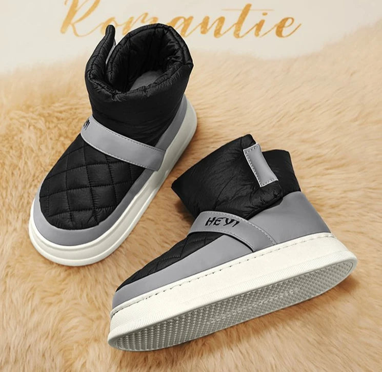 Ghete de zăpadă înalte cu platformă, impermeabile, Shangkaka, pentru bărbați - Înălțime medie a călcâiului, Înălțime toc 3-5 cm, Închidere cu velcro