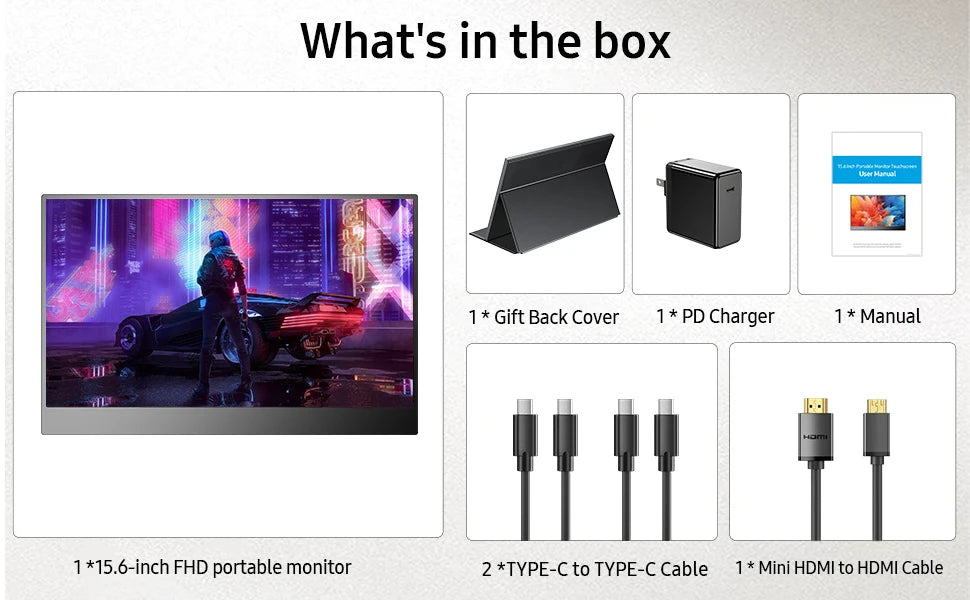 UPERFECT 15,6 Zoll Touch Monitor - Aufl. 1920x1080, 300 CD/M2, 60 Hz