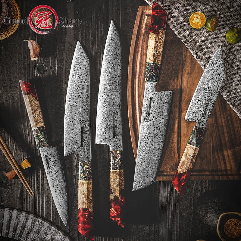 Grandsharp DMS-121 Damastmesser Set - 67 Lagen 13cm 36.8cm