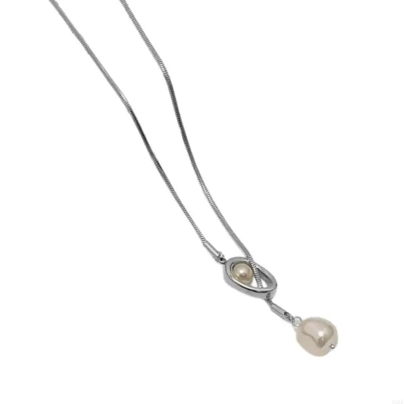 62KE Geometrisch Barock Perlenanhänger - Kette 45cm Metall