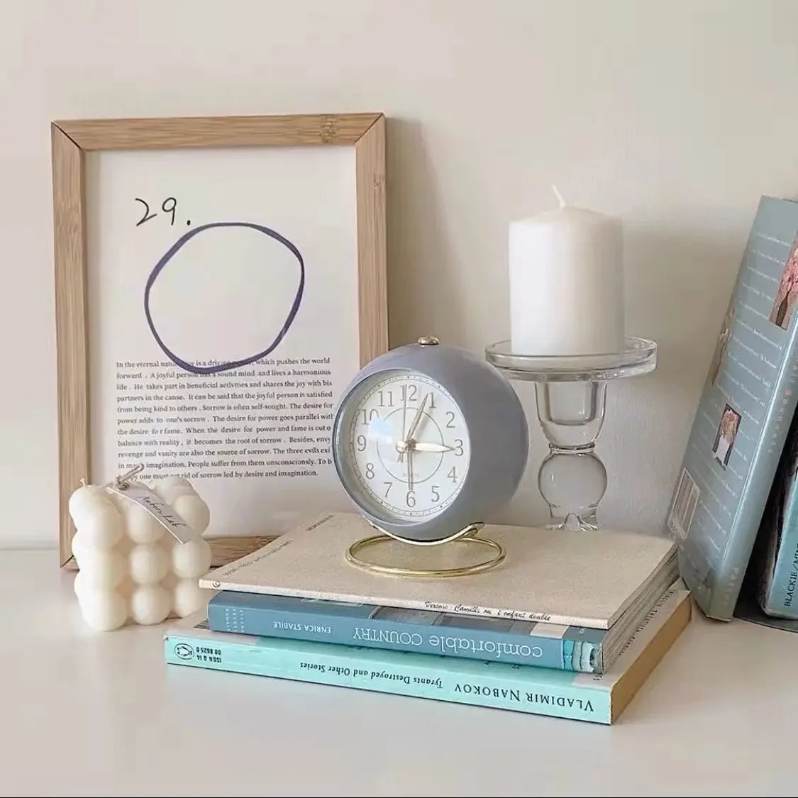 Light Alarm Clock with Night Light Silent for Bedroom Decoration Small Quartz Circular Morning Clocks Office Table Desk Children