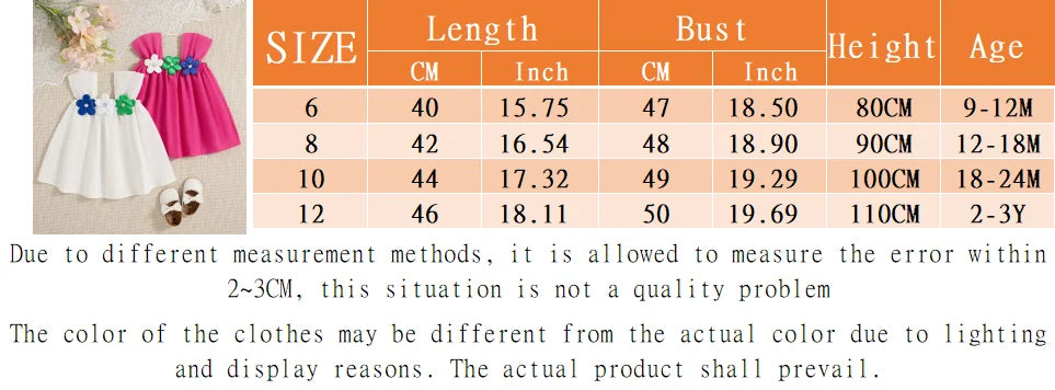 Baby Girl Dress Summer With Flower Decoration Halter Solid Color Girls' Dresses Cute Simple Girl Kid's Dress