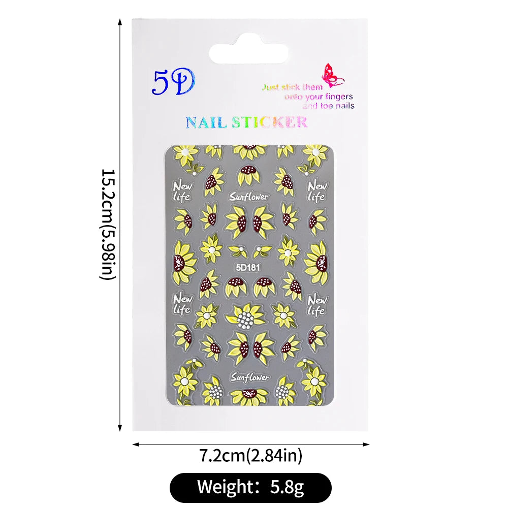 Choice 5D Sonnenblume Nailsticker - Selbstklebend 10x6cm