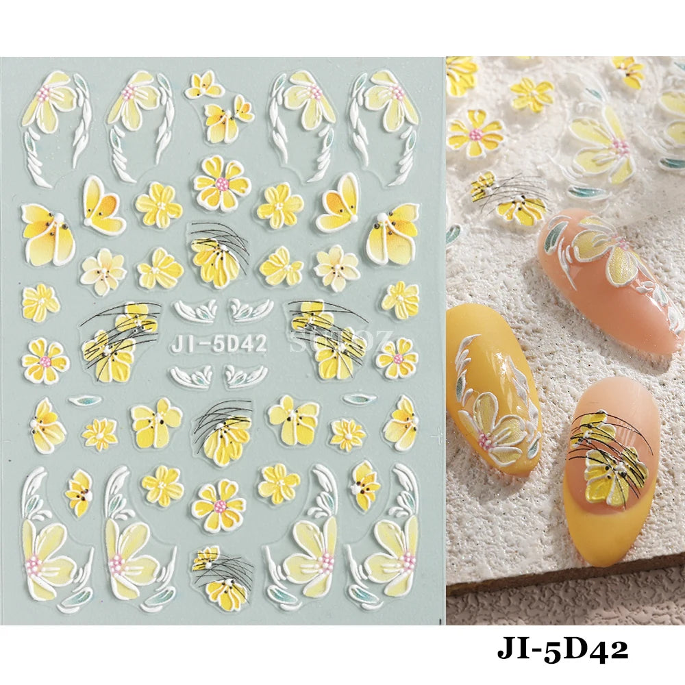 GL5D-K256 5D Sonnenblumen Nagelsticker - Herbstdesign Prägung