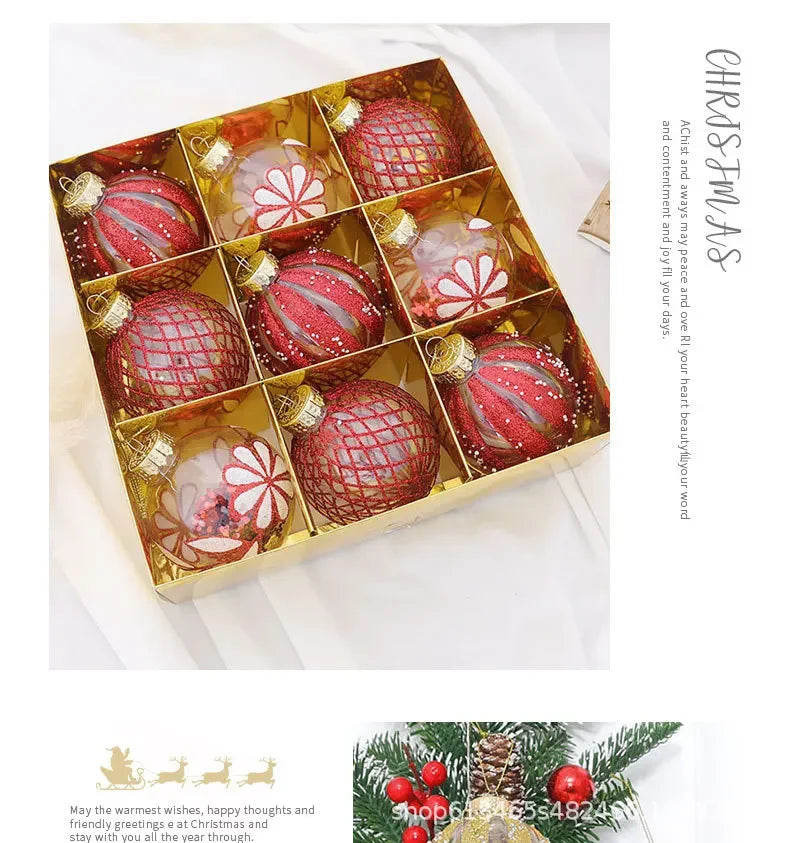 Choice Weihnachtskugel Set 8 cm Durchmesser - 9 Stück Kunststoff