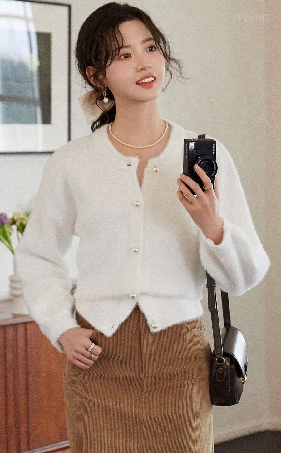 PPLMHUCN Imitationspelzstrickjacke ONeck - Größe M,Plüsch