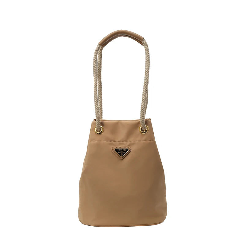 Simple Casual Versatile Women's Solid Color Nylon Cloth Single Shoulder Crossbody Bag Fashion Commuting Storage Bucket Bags