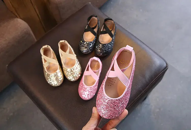 Mädchen Prinzessin Schuhe 2025 - Frühling Herbst Baby Weiche Sohle Tanz Ballet Flats - Rosa Bling Süße Schuhe 7-13J Größe 26-35