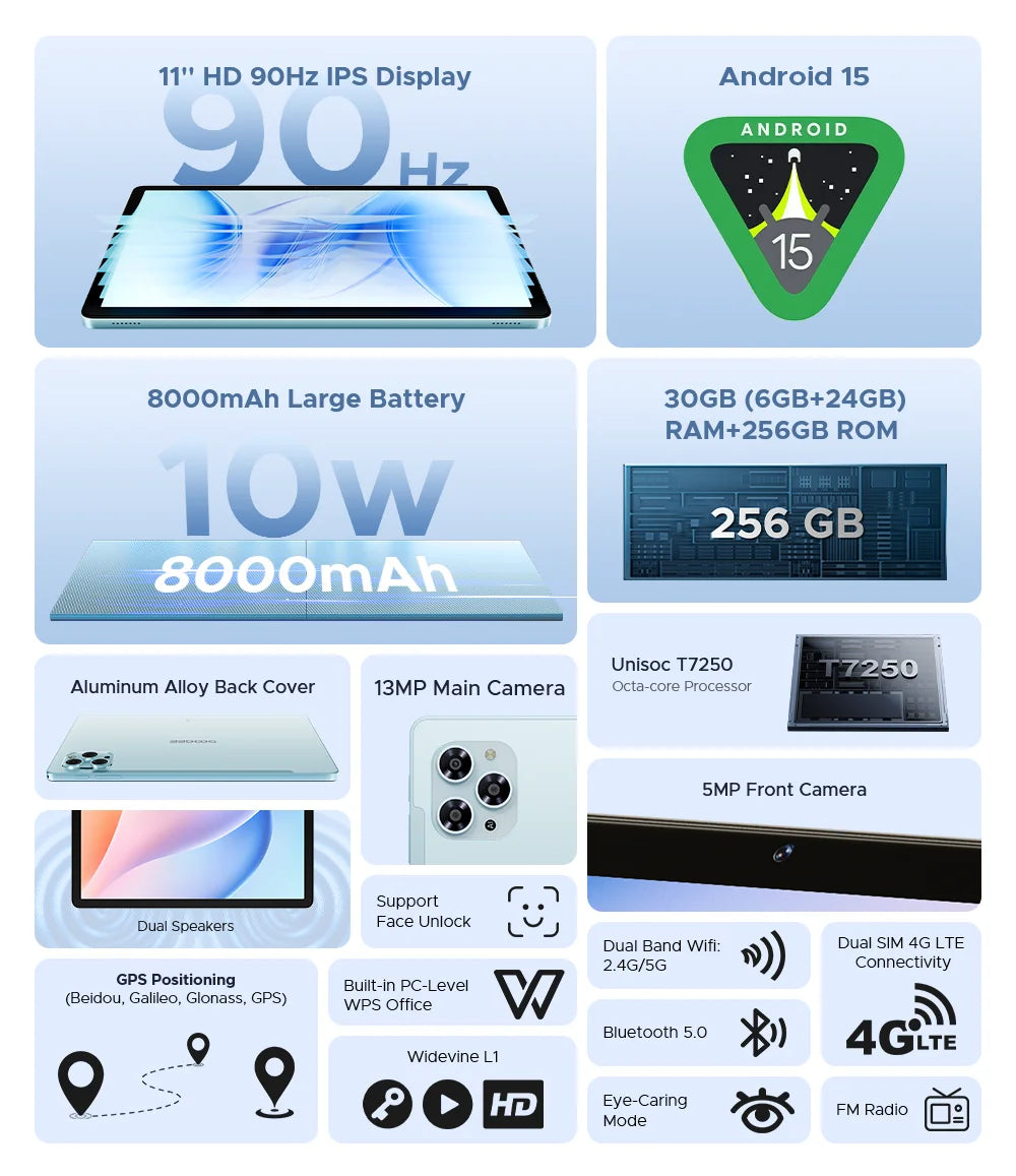 DOOGEE Tab G6 2-in-1 Tablet - 11 Zoll Display 8000mAh Akku 6GB RAM