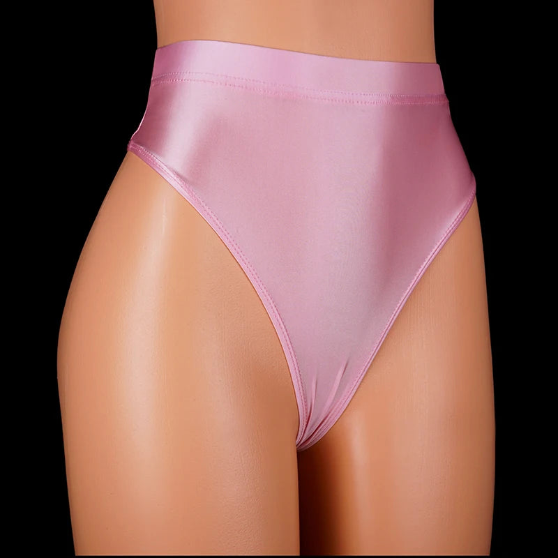 YAULAANG Damen String 2025 - Japan Style High-Waist Satin String glänzend