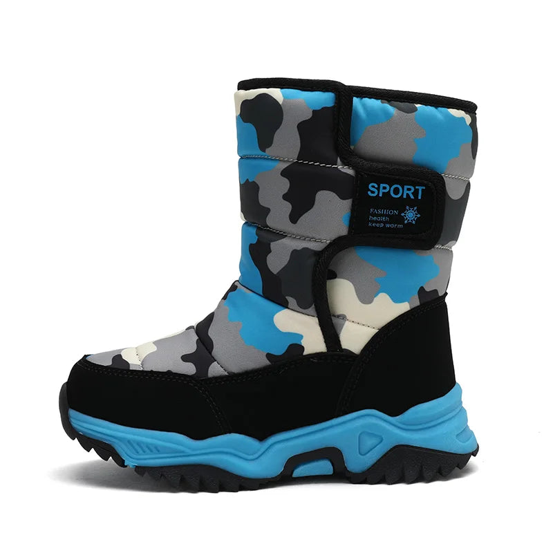 Kinder Schnee Stiefel Jungen Warme Winter Schuhe Outdoor Wanderschuhe Camouflage Komfortable Plattform Plüsch Sport Jungen Stiefel