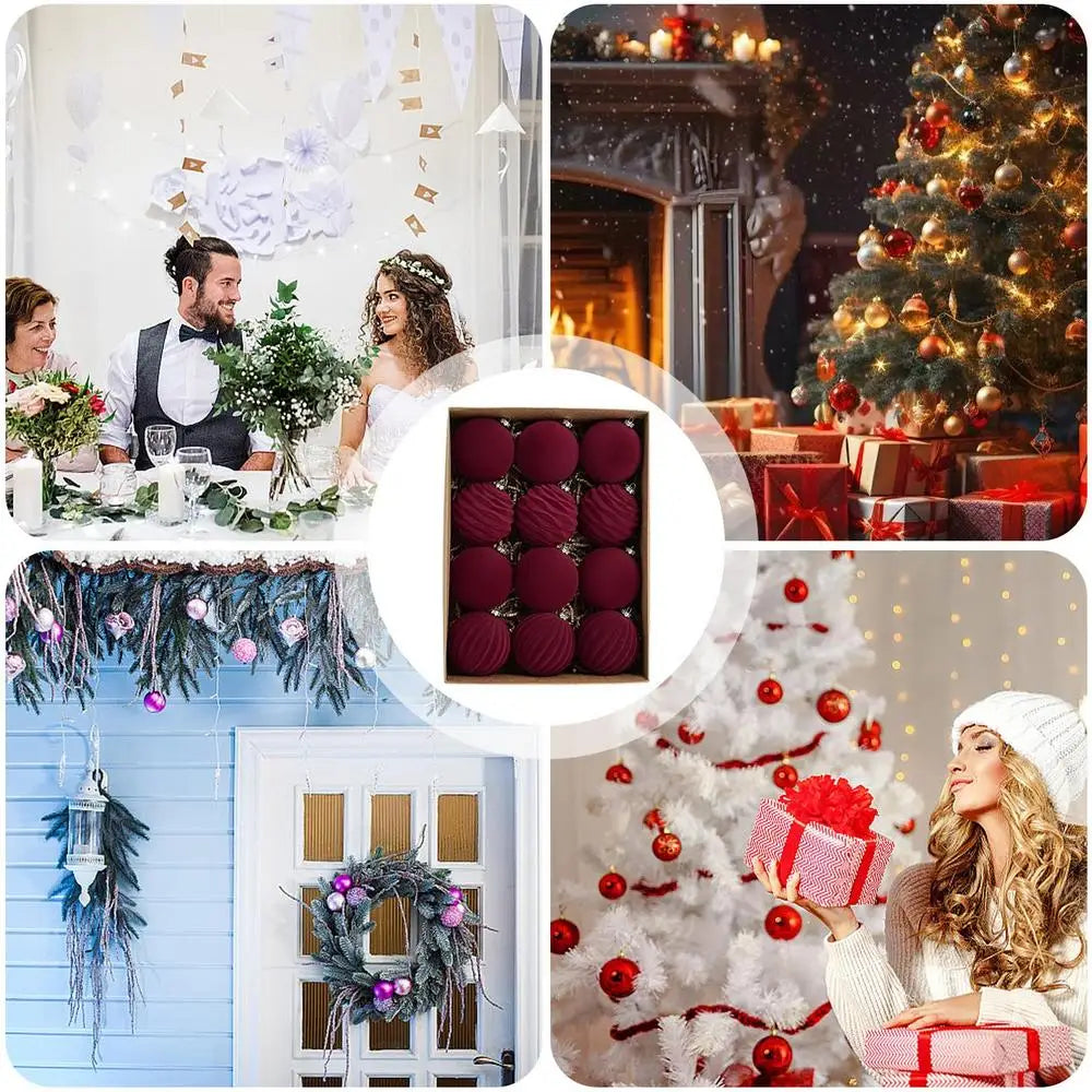 Choice Flockierte Christbaumkugeln - Inhalt 12 Stück, Größe Klein