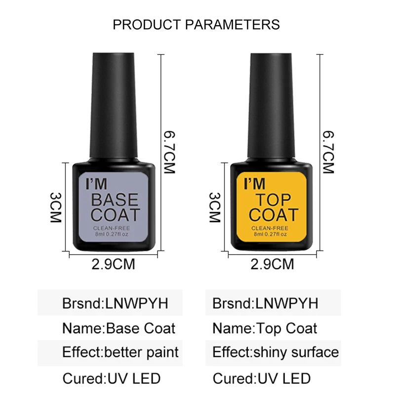 LNWPYH ZYD27 Klarer Gel Top Und Base Coat - 8ml x4 Set