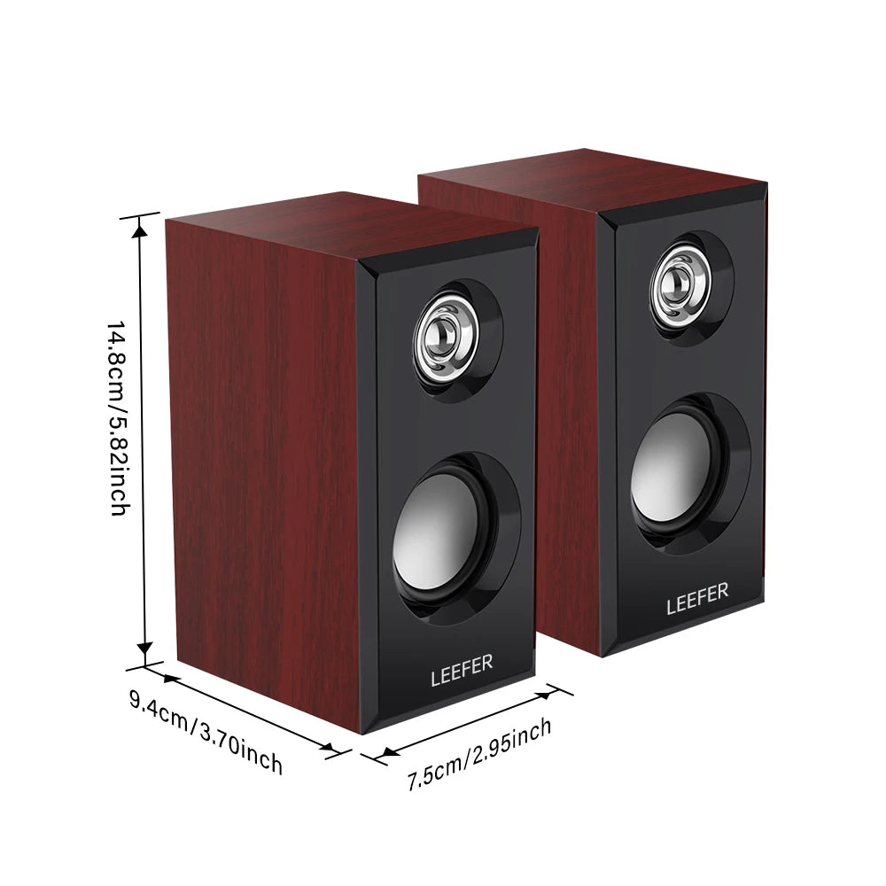 Computer-Lautsprecher 2025: Computer Desktop Wired Wooden Speakers - USB-powered 3.5mm Audio Jack Surround Sound 4D Speakers Smartphone Computer Speakers Collection