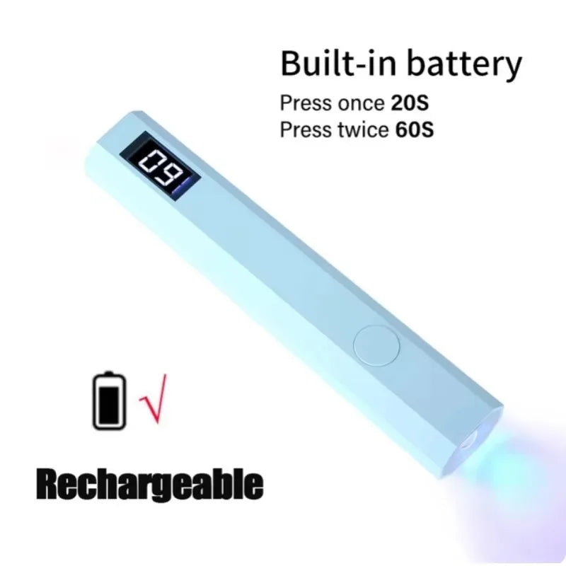 Handheld Mini UV LED Nail Lamp for Gel Polish Curing USB Rechargeable Quick Dry Portable Manicure Machine Nail Art Tool