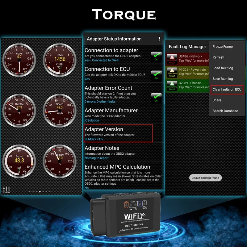 OBD II WIFI Scanner 2025 - ELM327 V1.5 Wireless Diagnosegerät - Automotive Fehlerdiagnose Einfach Bedienbar