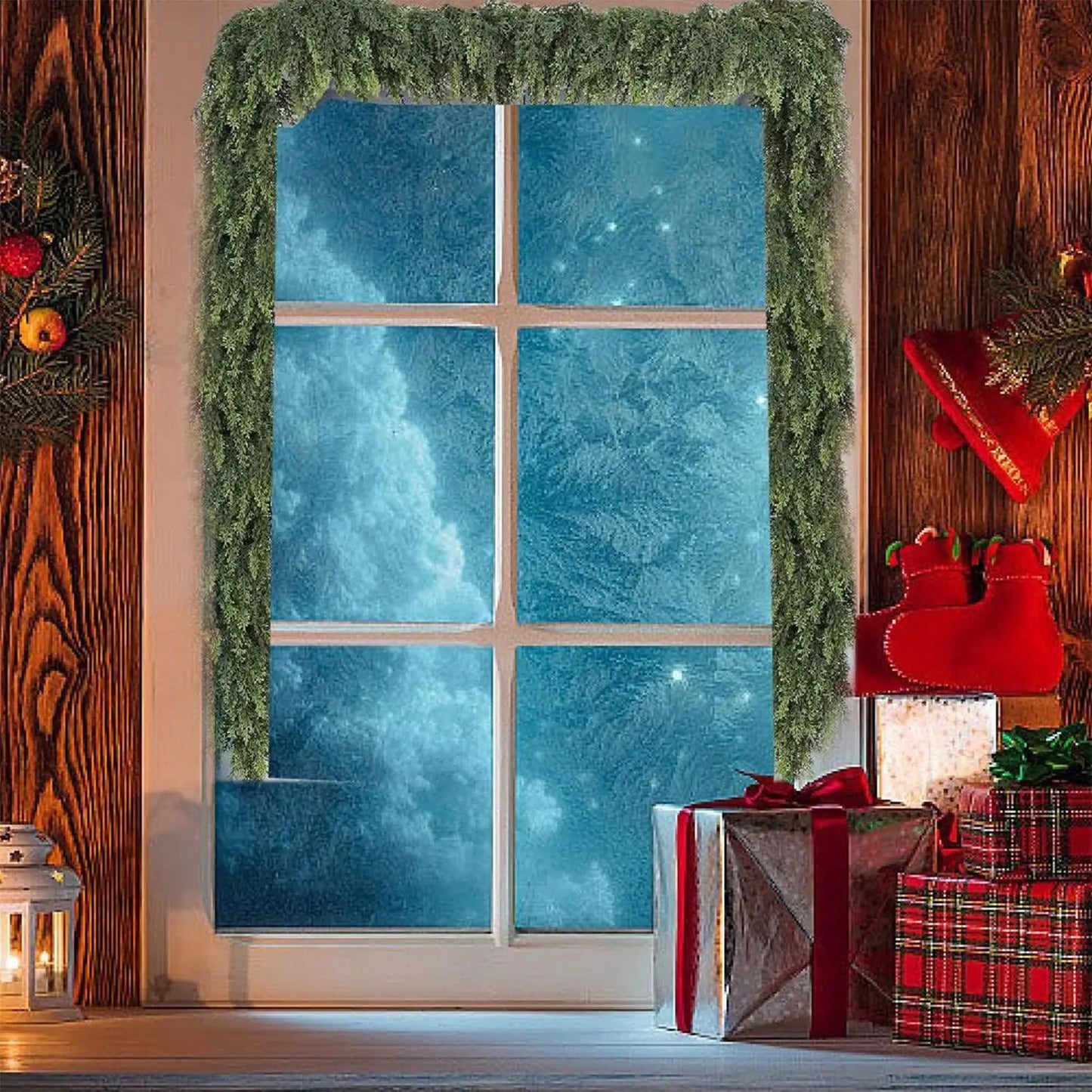 Weihnachts-Zeder-Girlande, künstliche Winter-Kiefern-Girlande für Mantel, Urlaubsatmosphäre, Requisiten, Party-Dekoration für Haustür, Kamin