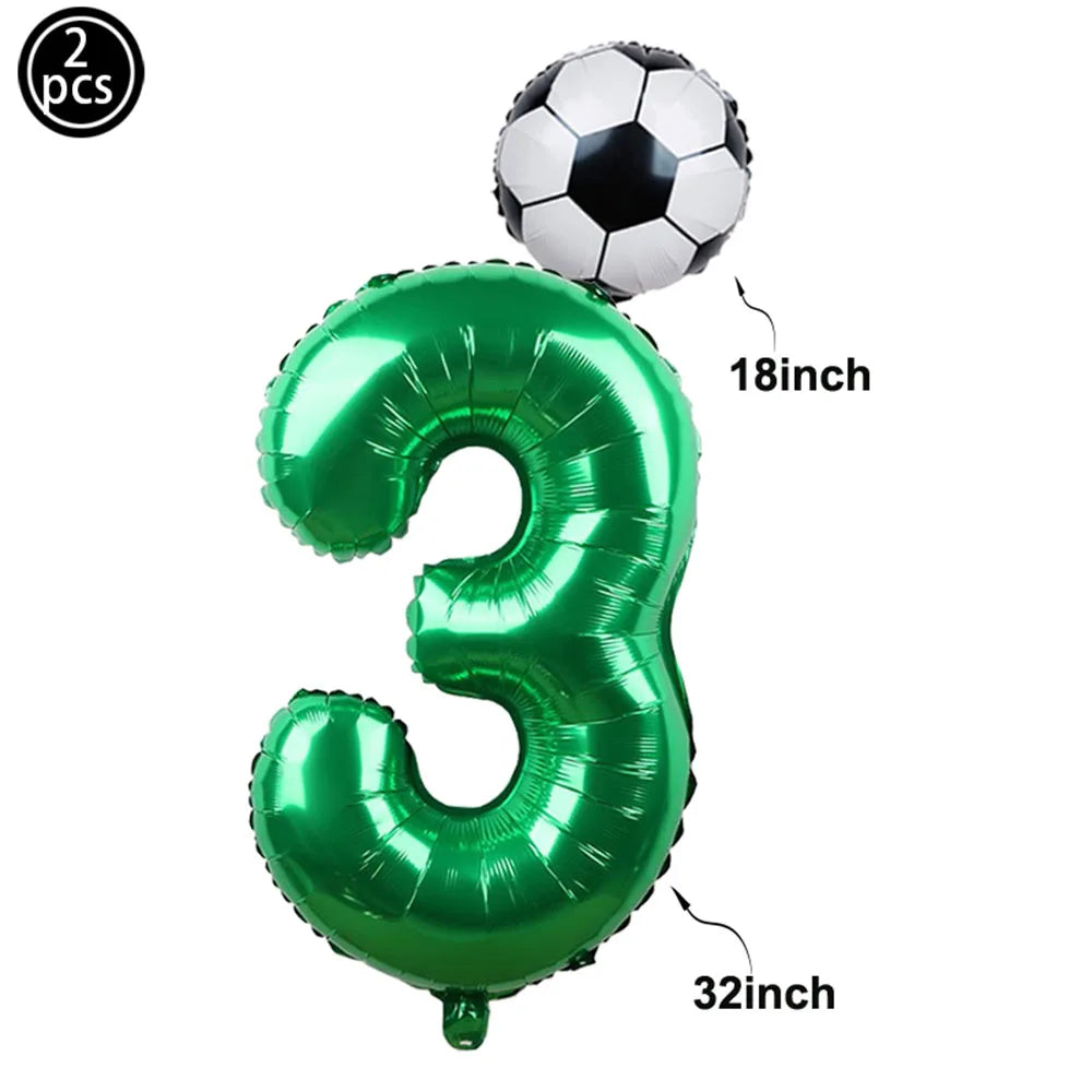 Baloane cu numere de fotbal 2025: Set folie verde 32" - Colecția Sports Party