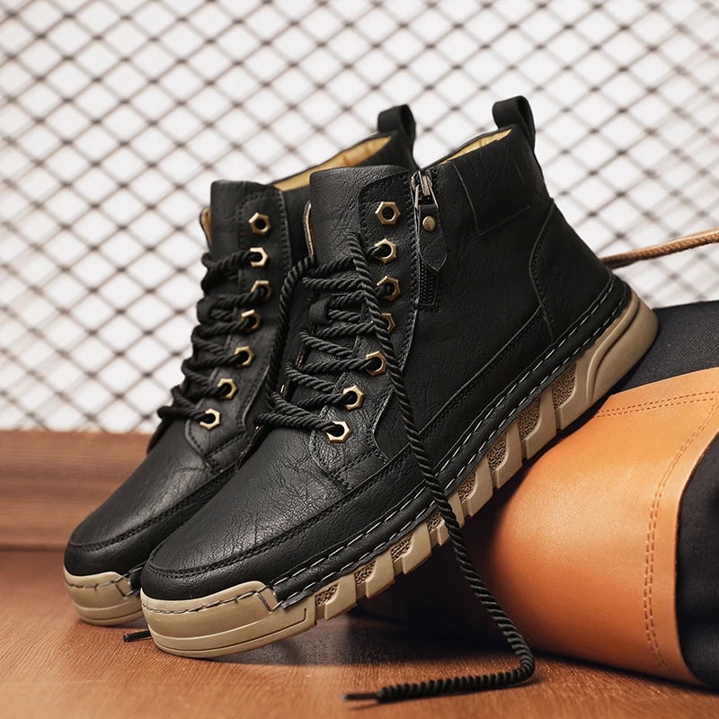 Yeinshaars Travel Casual Leder Stiefeletten Warm - Größe 42, Leichtes Gewicht, Antirutsch-Sohle