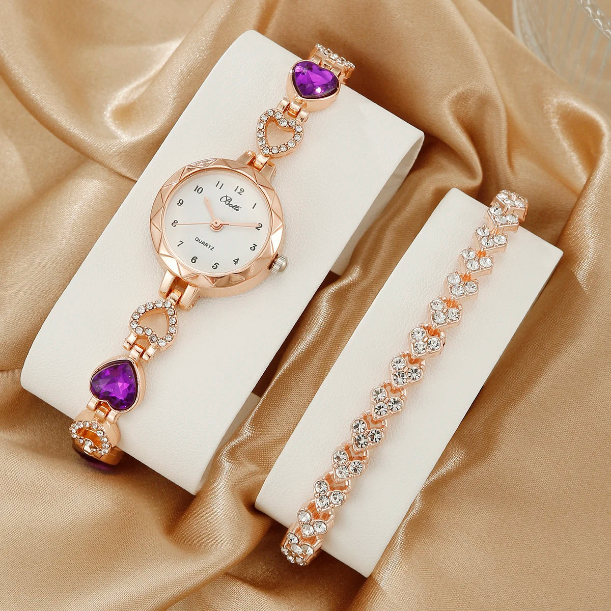 LuxusUhr Set Strass Damen Armbanduhr - 2 Stück 36mm