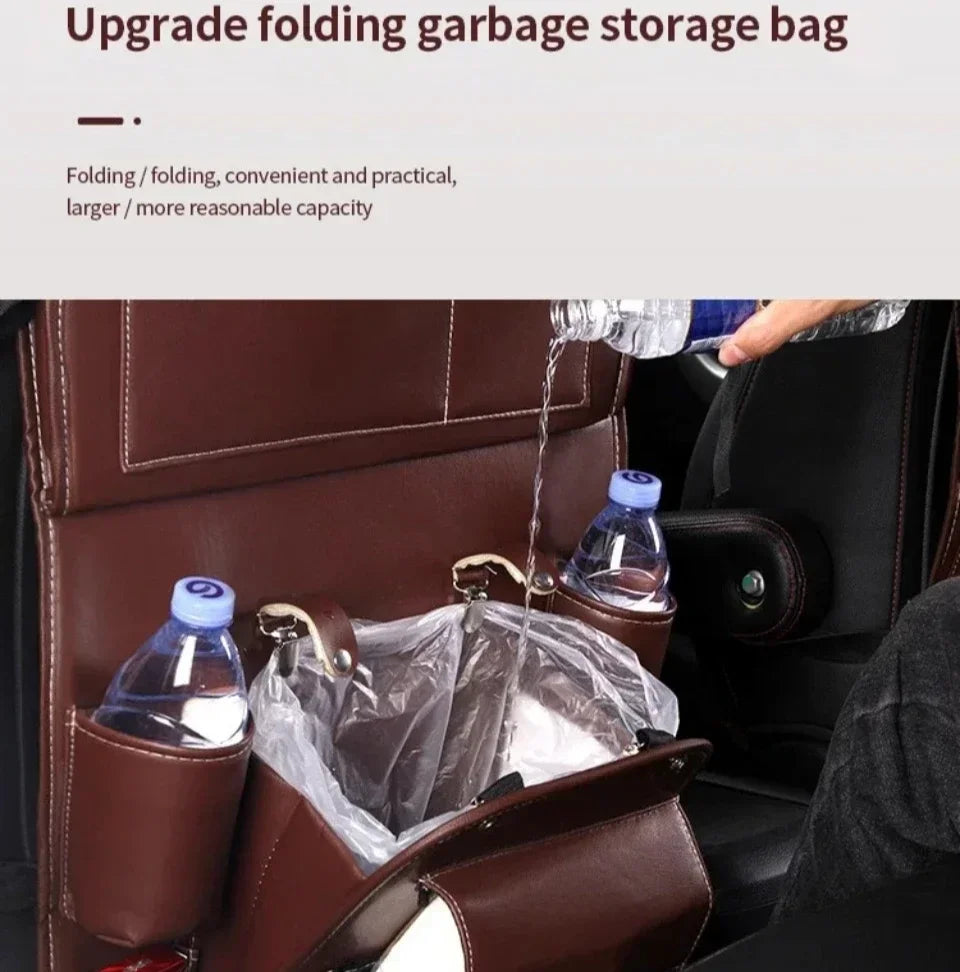 Seat Back Organizer Big Hanging Car Seat Storage Bag Garbage with Foldable Dining Tray Bin Capacity Multifunctional Trunk Back