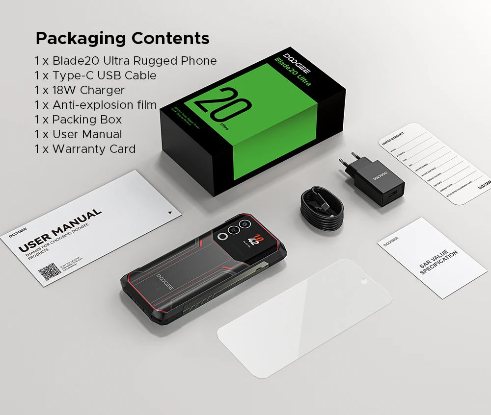 DOOGEE Blade20 Ultra Robustes Smartphone - 10300 mAh, 512 GB, 6,6 Zoll