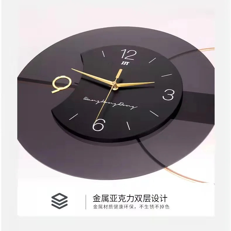 Large Wall Clock Modern Design Feather Luxury Light Silent Metal Wall Watch Home Decor Living Room Dining Room Clocks