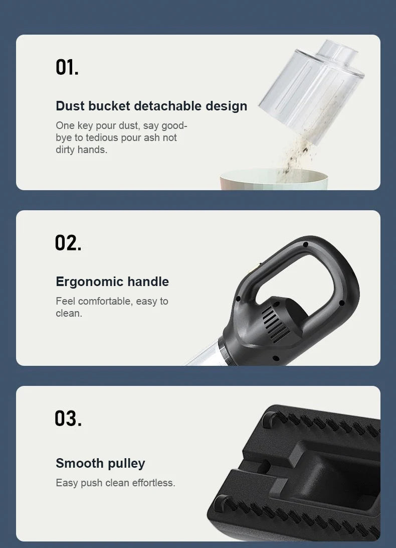 Cordless rechargeable automatic vacuum cleaner for cars sofas and mini vacuum cleaners for pets