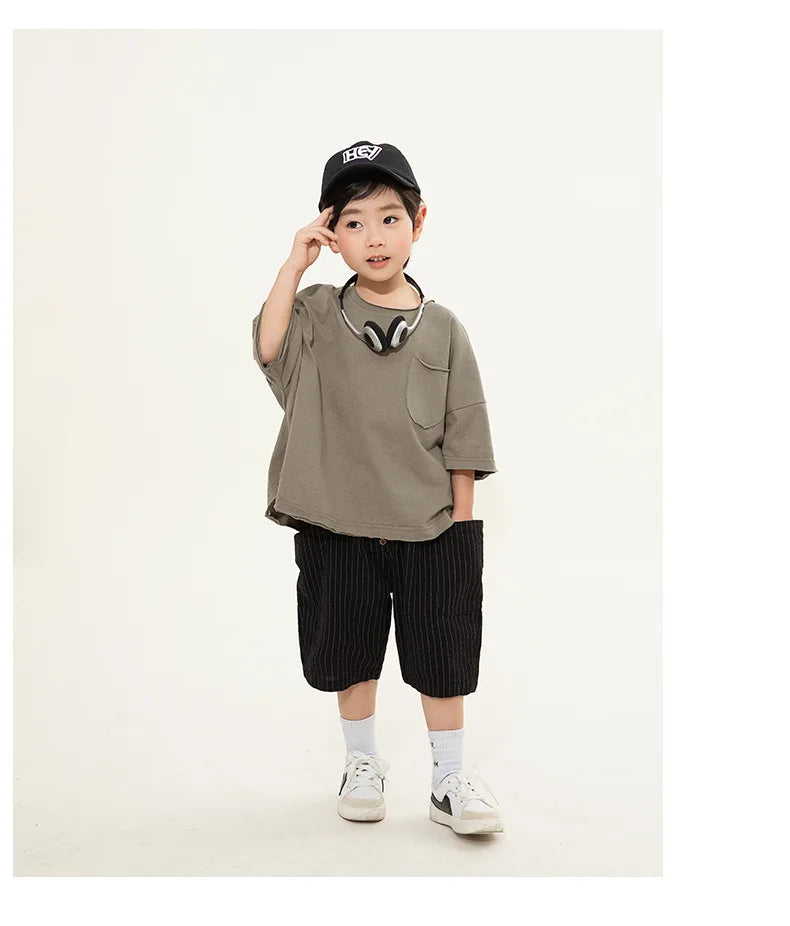 Jungen-T-Shirt 2025: Korean-Style Rundhals - Minimalist Premium Collection